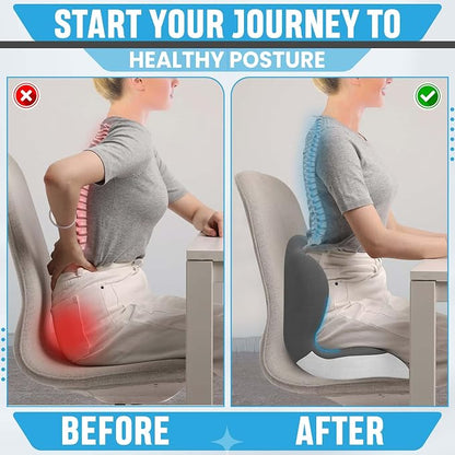 Large Memory Foam Seat Cushion Lumbar Support Pillow for Sciatica & Tailbone Pressure Relief Coccyx Pad for Office Chair, Car,Wheelchair,Home,Office