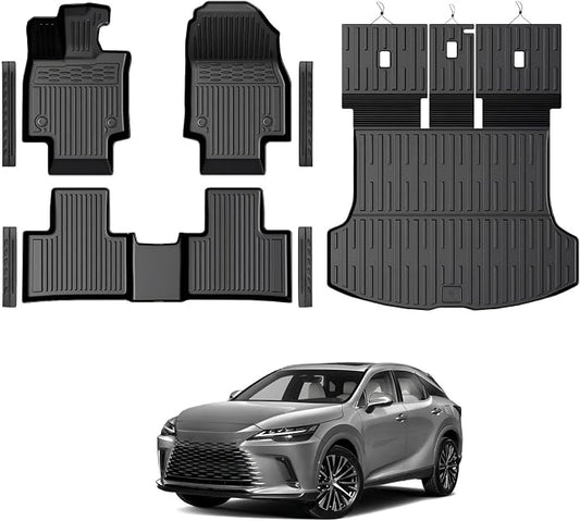 Floor Mats for Lexus RX350/RX350H/RX500h 2023-2026, All Weather Floor Mats Trunk Cargo Liner with Backrest Protectors and Door Sill Guards Accessories, Full Coverage Set (Not fit RX450h & PHEV)