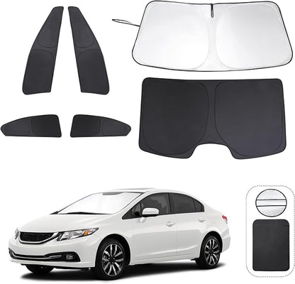 TINGLU Window Shades for Honda Civic 2012 2013 2014 2015 6PCS Accessories Car Side Full Windows Windshield Sun Shade Sun UV Rays & Privacy Protection for Camping,Napping,and Relaxing