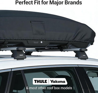 Roof Box Cover, Dimensions 93x37x18 inches, Made from Waterproof and UV-Resistant 420D Oxford Fabric. Suitable for Year-Round Outdoor use, Compatible with Thule, Yakima, and Perflex Brands.