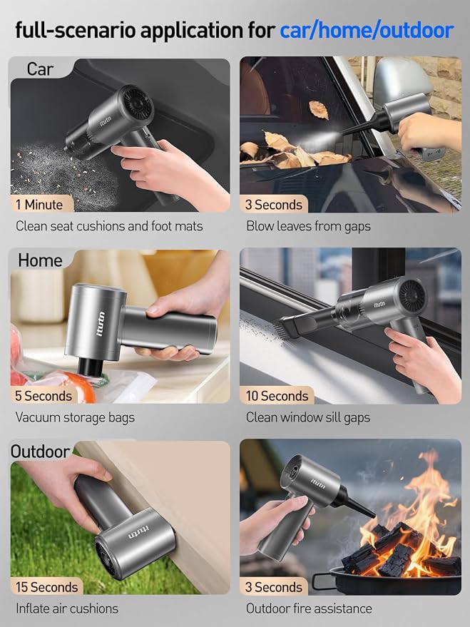 Mini Car Vacuum, 12000PA Powerful Suction, Portable Vacuum for Car, Handheld Cordless Small Vacuum Cleaner & Air Duster for Home, Desk,PC, Keyboard