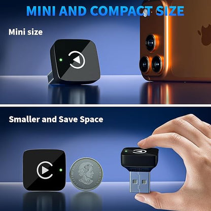 2 in 1 Wireless CarPlay and Android Auto Adapter for iPhone, Plug&Play Mini USB/USB C Car Play Adapter Fast and Stable Connection,No Delay Convert Wired to Wireless CarPlay for iPhone 8+/Android 11.0+
