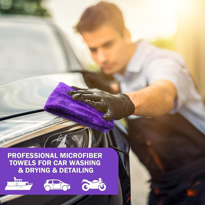 Tallew 15 Pcs 15 Pcs Car Microfiber Towels Buffing Drying Wash Cleaning Cloths Plush Large Towels Thick Care Polishing Detailing Waxing Scratch Proof Towel, 15.75 x 15.75 Inch (Purple)