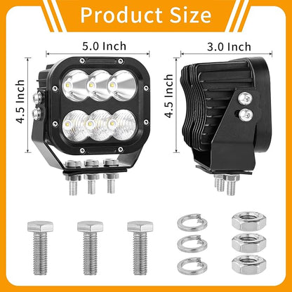 LED Off Road Lights, LED Driving Pod Lights 120W 10000lm IP68 Ultra Bright Square Combo Beam for Car Boat ATV UTV RV Golf Cart Pickup Tractor Work Lights 12V 24V, Pair
