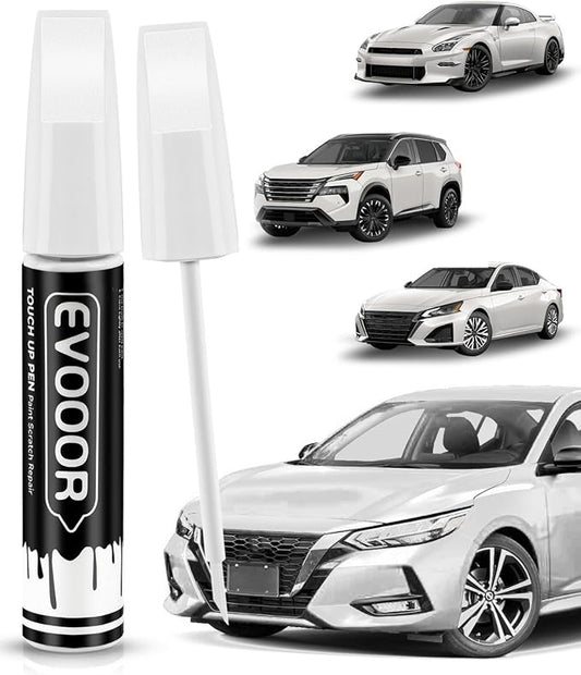 Touch Up Paint Compatible with Nissan Exact Match 2 in 1 Touch up Paint for Chips and Nicks Repair (Pearl White Tricoat(QAB) Compatible with 370Z/Altima/Armada/Cube/Frontier/GT-R/Juke/Leaf/Maxima/Murano/NV/Pathfinder/Quest/Rogue/Rogue-Select/Rogue-Spor...