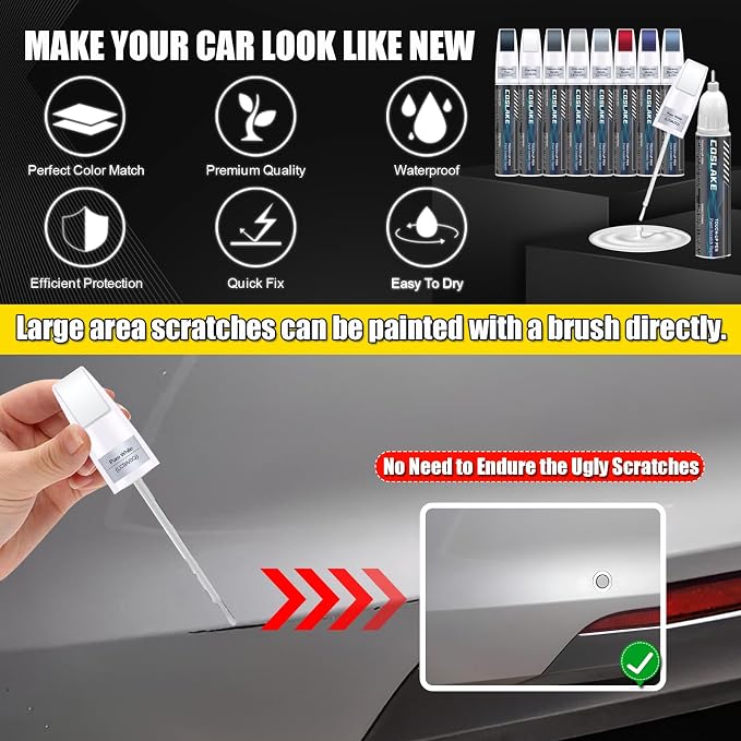 Car Touch Up Paint(Kings Red Metallic(LC3J/P8)) for Volkswagen, Car Paint Scratch Repair Kit, Quick & Easy Solution to Repair, Scratch Remover Pen with 2PCS Disposable Micro Applicators