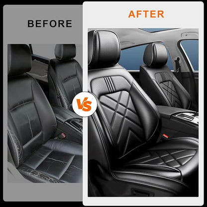 Expedition Car Seat Covers Fit for Ford Expedition 2011-2026, Premium Full Coverage Leather Automotive Seat Protectors, All Seasons Waterproof Breathable, Airbag Compatible, 2 Front Seats Black