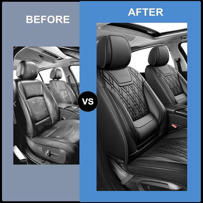 Car Seat Covers Compatible with Hyundai Kona 2018-2025 2026 - Full Set 5 Seats Luxury Leather All-Weather Seat Cushions & Protectors, Waterproof & Breathable, Airbag Compatible (Black)
