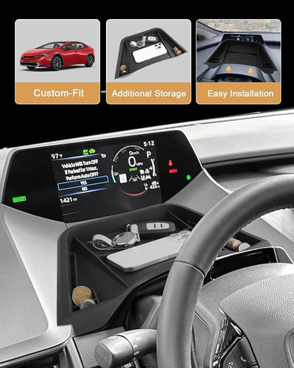 ECOZEN Dash Console Organizer For 2023-2026 Toyota Prius - Dashboard Storage Tray Behind Steering Wheel Center Console Organizer - 2023 2024 2025 2026 Prius Interior Accessories