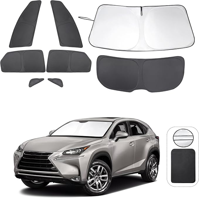TINGLU Window Shades 8PCS for Lexus NX300h/NX300/NX200t 2015-2021 Accessories Car Side Full Windows Rear Triangular Windshield Sun Shade Sun UV Rays & Privacy Protection for Camping,Napping&Relaxing
