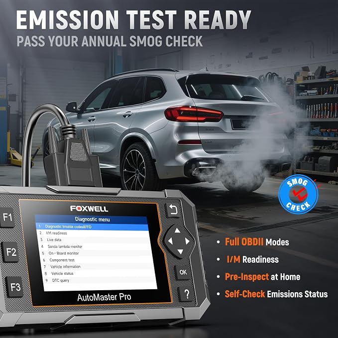 FOXWELL NT510 Pro OBD2 Scanner fit for Porsche, 2-in-1 Diagnostic Tool & 12V Battery Tester, Full System Bi-Directional Control Code Reader with All Resets, Oil Reset & Battery Registration Tool