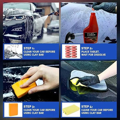 Heavy Duty Car Clay Bars Auto Detailing Clay Luber Synthetic Lubricant Kit，4 Pcs Auto Detailing Clay Bar，10 Pack Clay Lubricant Sheets & Microfiber Towel – Safe Deep Clean, Remove Contaminants