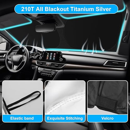 Car Windshield Sun Shade for 2018-2024 2025 2026 Honda Accord Front Window Sun Visor Reflector 210T Blocks UV Rays Foldable Sunshade Car Interior Protection Accessories