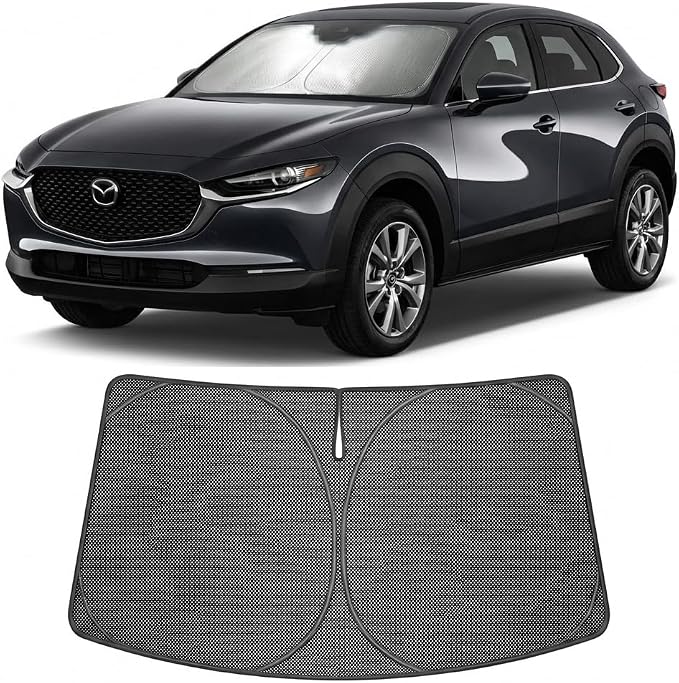 Proadsy Windshield Sun Shade Custom Fit Mazda CX-30 2020-2026 Ice Crystal Black Front Window Sunshade UV and Heat Blocker Foldable Visor Keeps Car Cooler for Summer Parking and Daily Use