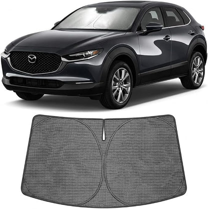 Proadsy Windshield Sun Shade Custom Fit Mazda CX-30 2020-2026 Ice Crystal Black Front Window Sunshade UV and Heat Blocker Foldable Visor Keeps Car Cooler for Summer Parking and Daily Use