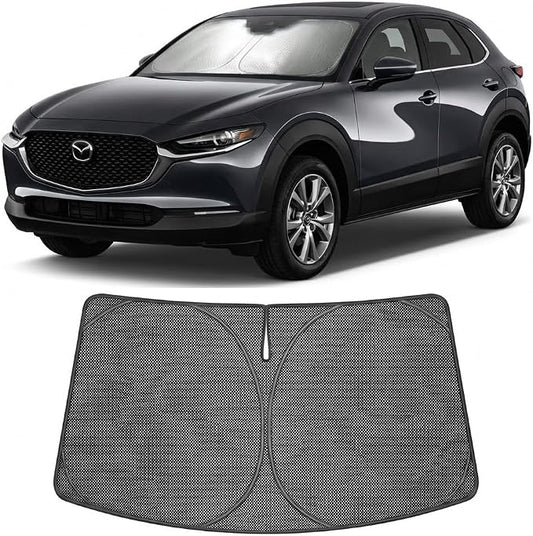 Proadsy Windshield Sun Shade Custom Fit Mazda CX-30 2020-2026 Ice Crystal Black Front Window Sunshade UV and Heat Blocker Foldable Visor Keeps Car Cooler for Summer Parking and Daily Use