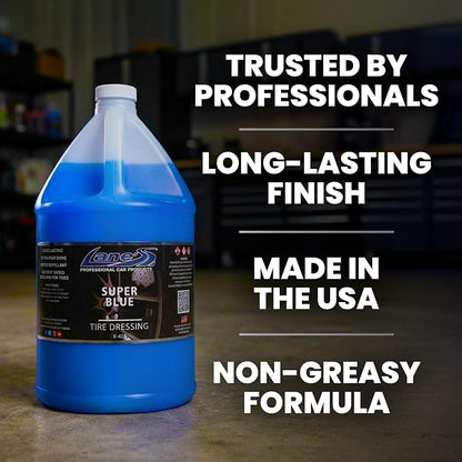 LANE'S Super Blue Tire Dressing Spray | High-Gloss Car Tire Shine Spray | No Sling, No Run, Long Lasting | Protects from Cracks & UV Rays | Non-Greasy Automotive Dressing & Cleaner | 1 Gallon, 2 Pack