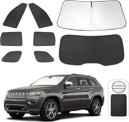 TINGLU Window Shades for Jeep Grand Cherokee 2011-2021(NOT for Grand Cherokee L) 8PCS Accessories Car Side Full Windows Rear Triangular Windshield Sun Shade Sun UV Rays Privacy Protection for Camping