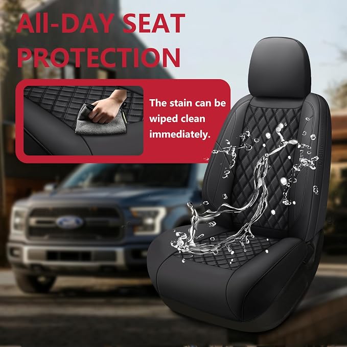 F150 Seat Covers, Custom Ford F150 Truck Seat Cover Fit for 2015-2025 F150 and 2017-2025 F250 F350 F450 Super Duty Crew Cab XL XLT Lariat King Ranch Platinum (Black, Front and Rear(5 seats))