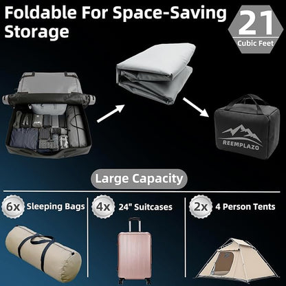 21 Cubic Feet Rooftop Cargo Carrier Bag, Waterproof Heavy Duty Car Roof Bag for SUV Pickup Truck with/Without Roof Racks, Travel Camping Roof Top Luggage Storage with Anti-Slip Mat (Black Gray)