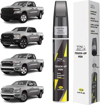 XNA Billet Silver Metallic(PSC/JSC) for Dodge Ram Touch Up Paint, 2 in 1 Car Scratch Remover with Pen Tip and Brush, Exact Color-Matched for Car Paint Scratch Repair, Quick & Easy Fix Chips and Nicks