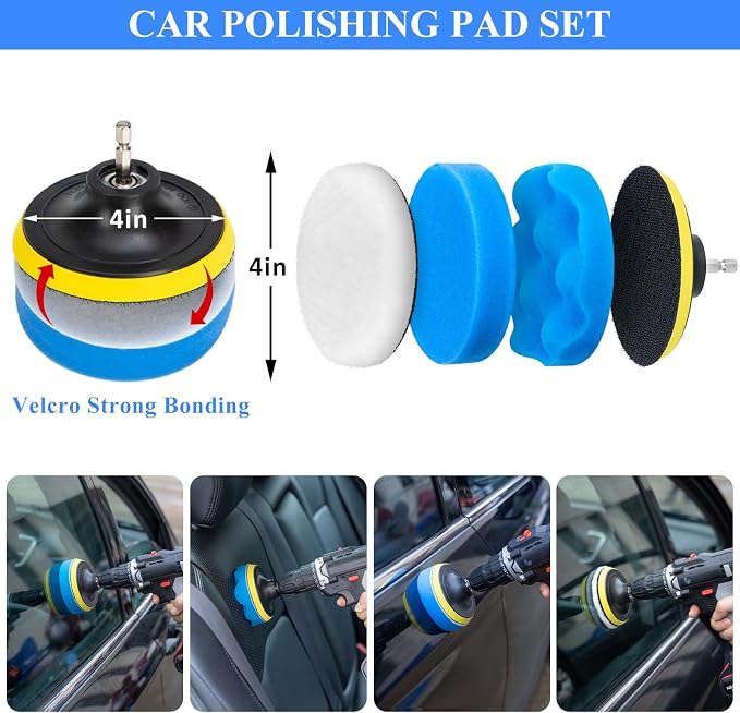 31Pcs Car Detailing Brush Set, Car Detailing Kit, Auto Detailing Drill Brush Set, Car Detailing Brushes, Car Wash Cleaning Tools Kit for Interior, Exterior, Wheels, Blue