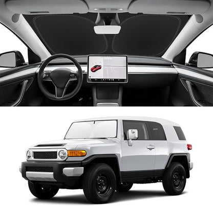 Custom Fit Windshield Sun Shade for Toyota FJ Cruiser 2007-2014, Blocks UV & Heat, Front Window Sunshade Accessories, Easy Fold & Store Keep Your Car Cooler