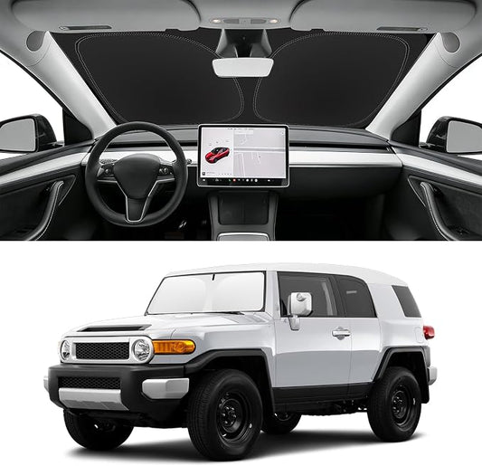 Custom Fit Windshield Sun Shade for Toyota FJ Cruiser 2007-2014, Blocks UV & Heat, Front Window Sunshade Accessories, Easy Fold & Store Keep Your Car Cooler