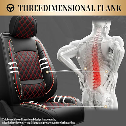 Car Seat Covers Compatible with Hyundai Venue 2020-2025 2026 - Full Set 5 Seats Luxury Leather All-Weather Seat Cushions & Protectors, Waterproof & Breathable, Airbag Compatible (Redline)