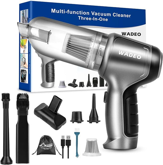 WADEO Handheld Vacuum Cordless, Car Vacuum Portable Cordless 18000Pa, Hand Held Vacuum, Mini Vacuum with Blower, Car Vacuum with Brushless Motor and TypeC, Portable Vacuum for Car