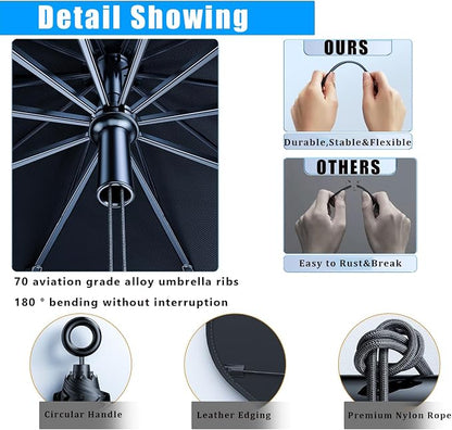 JDDRY Car Front Windshield Sun Shade with Pull Cord, Umbrella Sun Shade for Windshield, 2024 Sun Shades Cover for Small Car/Sedan/Compact SUV (140x74cm)