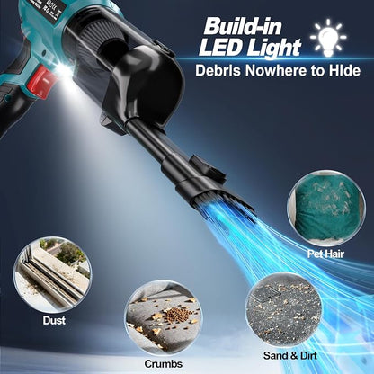 Cordless Handheld Vacuum Cleaner for Makita 18V Battery: 3-Speed Modes Portable Vacuum with 20kPa 105AW Powerful Suction for Car, Pet Hair, Home Cleaning (Tool Only)