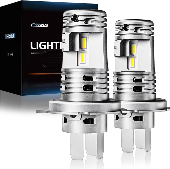 FRANXI H4/9003/HB2 Bulbs, 600% Super Bright 16000LM, 6000K Cool White, IP67 Waterproof, H4 9003 Fog Lights Accessory Light Kits., Plug and Play, Pack of 2