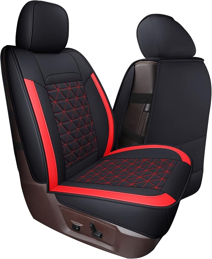 Coverado Seat Covers for Dodge Ram Full Set, Waterproof Truck Car Seat Cover Protectors Custom Fit for 2002-2026 Dodge RAM 1500 2500 3500 with Curved Bench(Red)