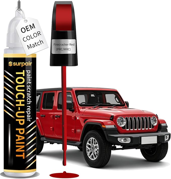 Firecracker Red PRC/MRC Touch up Paint for JEEP OEM Color Match Car Scratch Repair Kit for Nicks & Chips Scratches Quick & Easy Paint Fix 2-In-1 Car Scratch Remover Pen