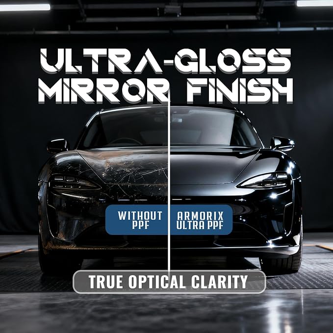 Rockrose Ultra Gloss TPU Black PPF Film for Car Paint Protection 24 in x 50FT Self-Healing, UV Protection, Scratch & Stain Resistant, Hydrophobic, Wet Installation, Strong Adhesive, 7.5 mil Thickness