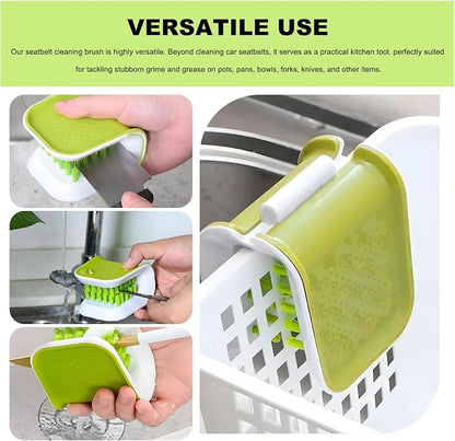 Sun Walker Car Seat Belt Cleaning Brush, Non-Slip Double-Sided Bristle Seatbelt Detailing Tool, Multifunctional Closable Safety Belt Washing Brush Kitchen Tableware Cleaner