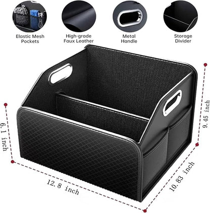 Car Trunk Organizer and Car Storage,Collapsible Multi-Compartment Car Organizers, Waterproof Foldable Luggage Bag with 4 Pockets，Suitable for Any Car