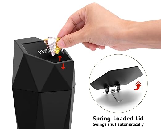 Ginsco 2 Pack Car Trash Can with Lid, Cup Holder Garbage Can for Car, Garbage Bin Cars Accessories for Interior, Leakproof Small Trash Bin, Mini Trash Can for Cars, Home, Bedroom, Office (Black)