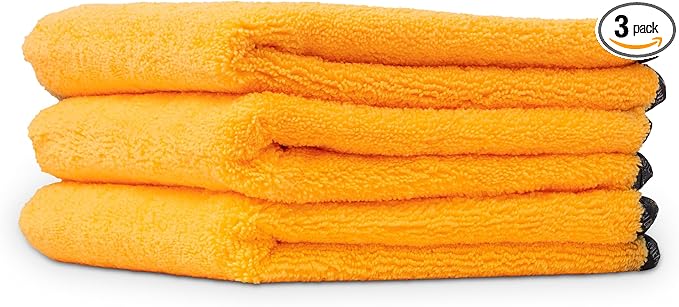 Chemical Guys Automotive Microfiber Drying Chamois Gold 3 Pack Extra Absorbent Car Drying Cloths for Streak Free Paint Glass and Smooth Exterior Surfaces 24 x 16 Inches
