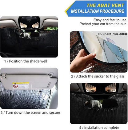Sea Turtle Glass Ocean Windshield Sunshade Car Sun Shade Front Window Shade for Truck SUV Blocks UV Rays Sun Reflector Visor Protector Accordion Folding
