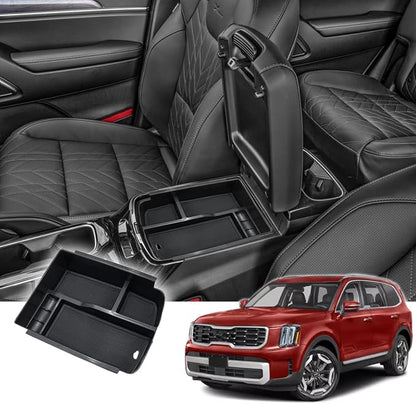 Compatible with Kia Telluride 2026-2020 Center Console Armrest Storage Tray Box ABS Insert Organizer Glove Console Separation Glove Pallet Phone Holder Full Cover