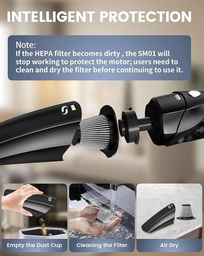Handheld Vacuum Cordless Mini Car Vacuum Cleaner Portable and Rechargeable with Powerful Suction for Car Home Office and Pet Hair with HEPA Filter and Lightweight