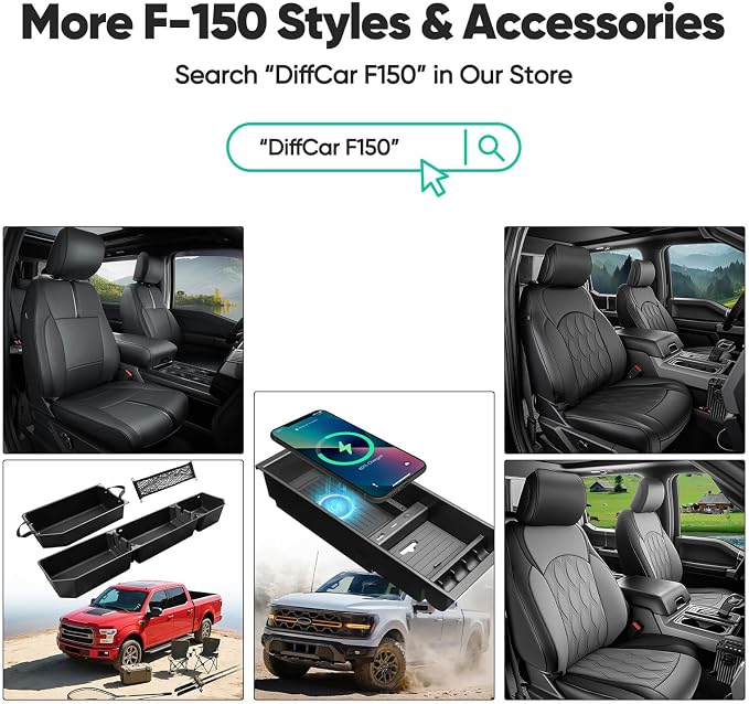 for Ford F150 Seat Covers 2015-2023 2024 2025 2026 (Only Front Seat Covers), Leather Pickup Truck Seat Covers Custom Fit for F-150 XL XLT (Not for Regular Cab) Waterproof Car Accessories Black