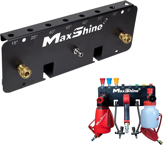Maxshine Universal Foam Cannon Holder - Wall-Mounted Organizer for Garage & Mobile Detailing, Holds Foam Cannons, Compatible with 1/4” Quick Connect (2 Cannons (Logo))