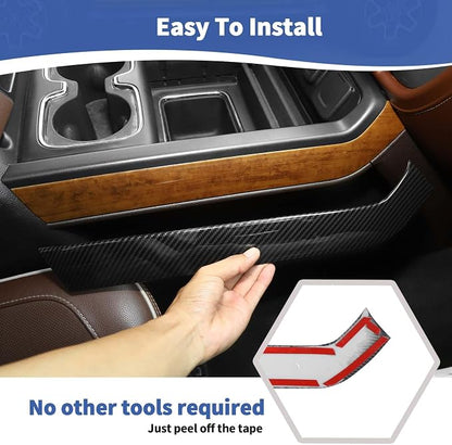 RT-TCZ for Silverado Carbon Fiber Center Console Shifter Side Panel Trim Cover for Chevy Silverado GMC Sierra 2014-2018 Black Carbon Fiber Grain Interior Accessories 2pcs