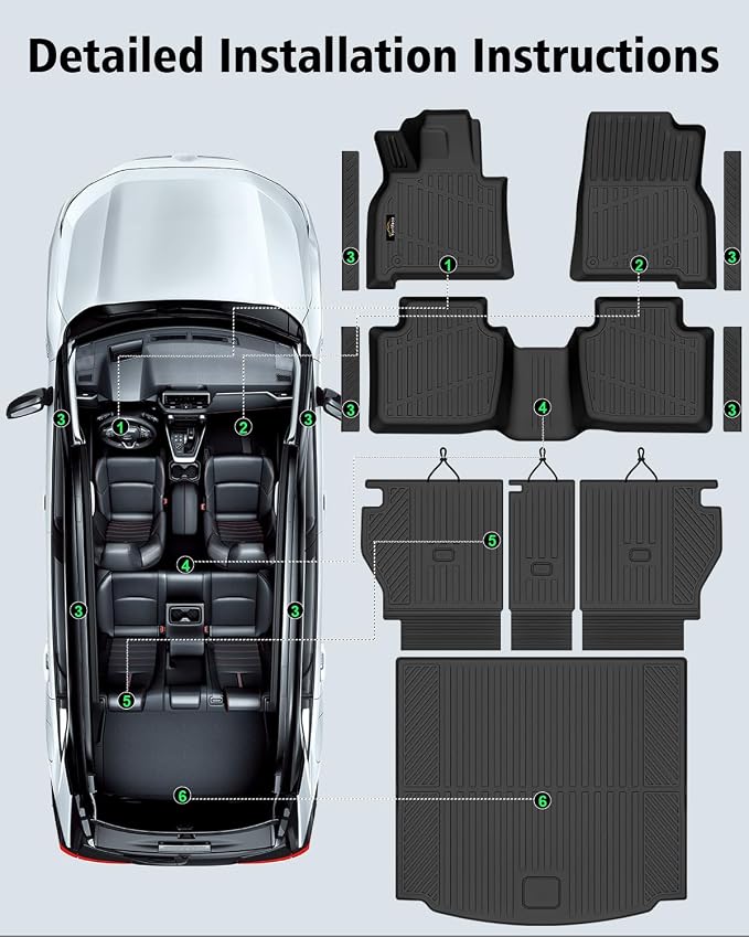 Floor Mats & Cargo Mat with Backrest Mat Custom for Mazda CX-5 2026 (Only Gas), Door Sill Guards, All Weather TPE Full Set Floor Liners Trunk Mat for CX-5 2026 Accessories