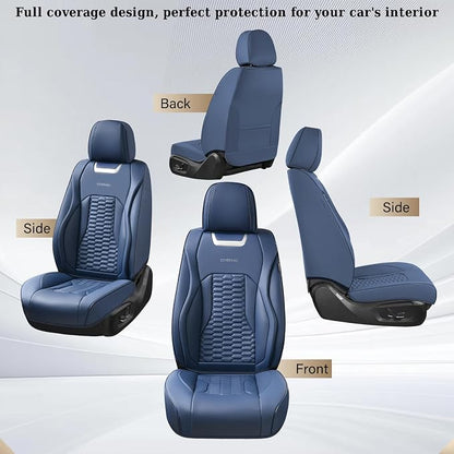 Coverado Car Seat Covers Front Seats, Luxury Leather Seat Covers for Cars, Automotive Car Seat Covers Protector Universal Fit Most Sedans, SUVs, Pick-up Trucks Interior Accessories(Blue)