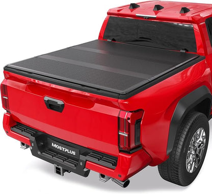 MOSTPLUS 5FT Tri-Fold Hard Fiberglass Truck Bed Tonneau Cover Compatible for 2024 2025 2026 Toyota Tacoma with Deck Rail System (Not for Trail Edition) On Top 60Inch