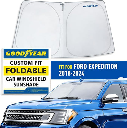 Goodyear Foldable Windshield Sunshade for Ford Expedition 2018-2024/Lincoln Navigator 2018-2024, Car Accessories, Sunshade Cover, Sun Shade Car Windshield, Window Sun Blocker - GY008340
